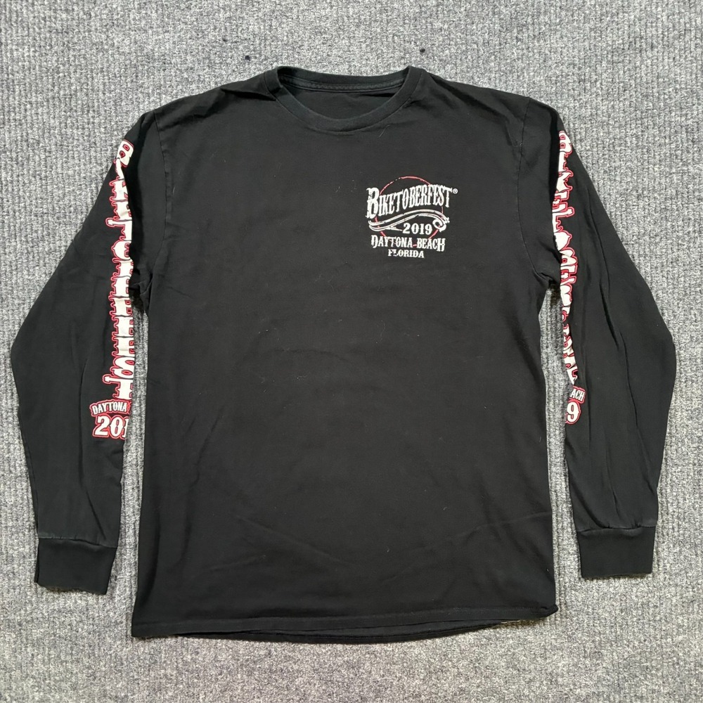 Daytona Beach Biketoberfest 2019 Mens Long Sleeve Shirt Size L Black Pullover